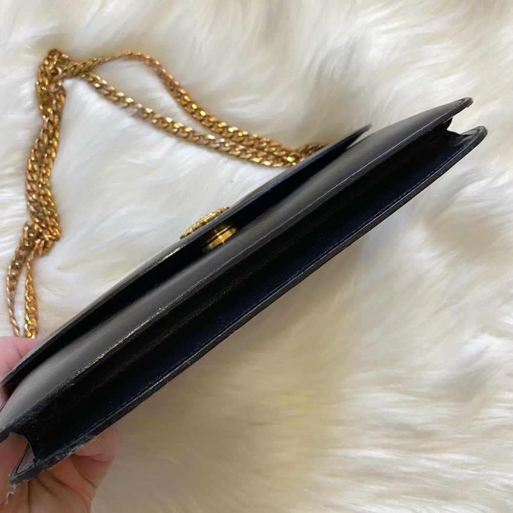 Authentic vintage Celine black leather clutch with chain - Picture 3 of 9
